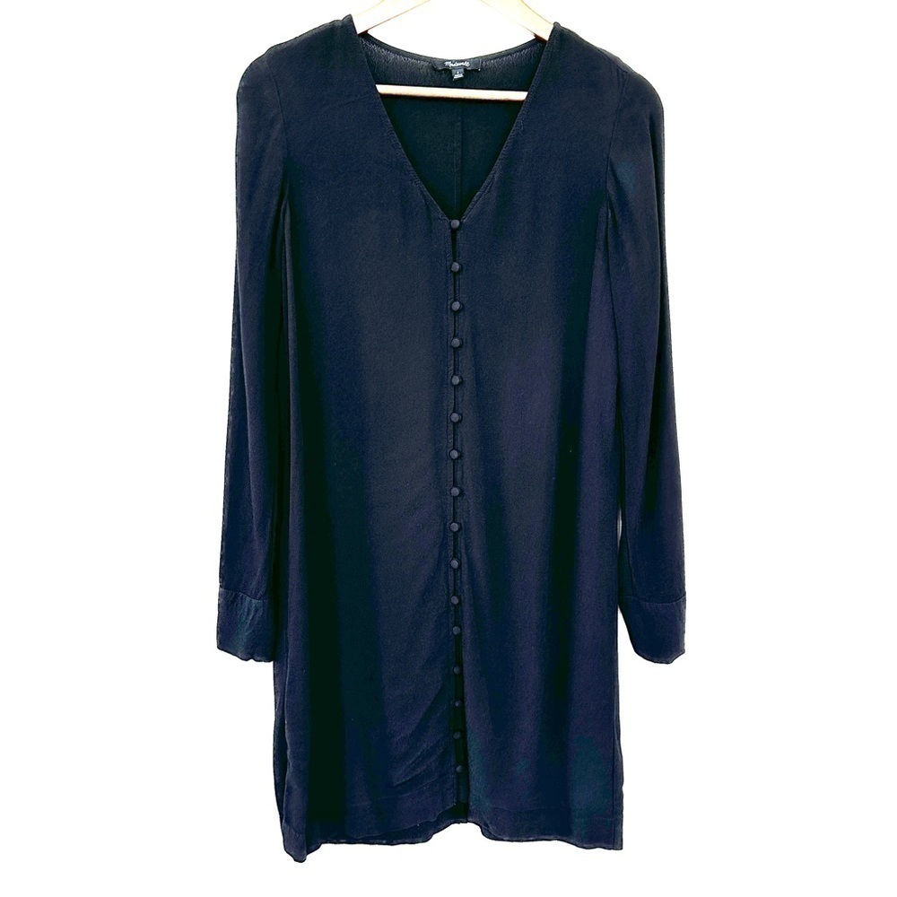 Madewell shift dress with v-neck & long sleeves, knee  length, loose fitting - Picture 3 of 9